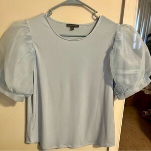 Adrianna Papell Sky Blue Puff Sleeve Blouse